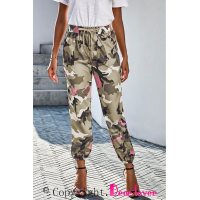 Elastic Waist Neon Camo Joggers