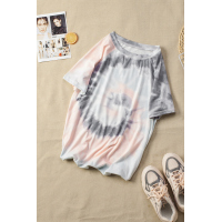 Gray Raglan Sleeves Tie Dyed Tee