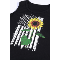 Sunflower American Flag Star Casual Tank