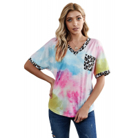 Sky Blue Hypnotized Tie Dye Leopard Top