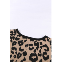 Leopard Print Pocketed T-shirt Mini Dress