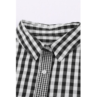 Black Gingham Play Button Up Shirt