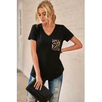 Leopard Printed Splicing T-Shirt