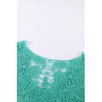 Sky Blue V Split Neck Crochet Patchwork Tank Top