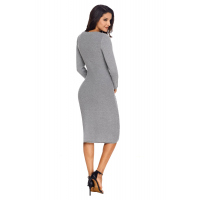 Gray Womens Hand Knitted Sweater Dress