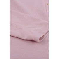 Pink V Neck Washed Grommet Top