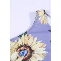 Purple Sunflower Print Tank Dress