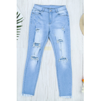 Light Blue Washed Ripped Jeans