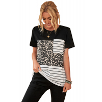 Leopard Striped Pocket T-shirt