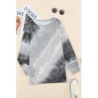 Ombre Gray Tie-dye Long Sleeve Top