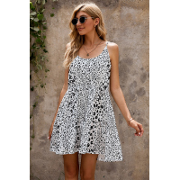 White Tiered Leopard Babydoll Dress