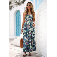 Green Bohemian Bandeau Print Maxi Dress