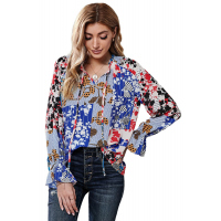 Multicolor Split Neck Printed Blouse