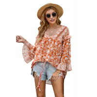 Orange Boho Print Free Flowing Tunic 