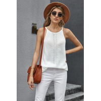 White Keyhole Knit Tank Top