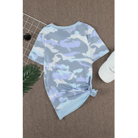 Crew Neck Camo Side Split T-shirt