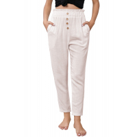 Apricot Linen Blend Pocketed Pants