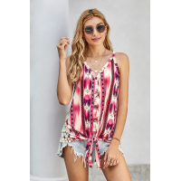 Multicolor Aztec Print Tie Knot Tank Top