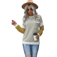 Splicing Sleeve Brown Knit Top