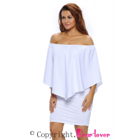 Multiple Dressing Layered White Mini Poncho Dress