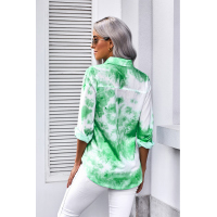 Green Whirlwind Tie Dye Button Shirt with Pocket