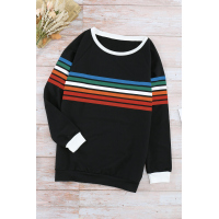 Rainbow Print Black Long Sleeve Top