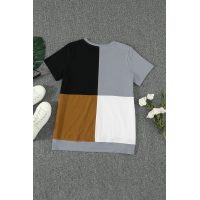 Brown Colorblock T-shirt with Slits