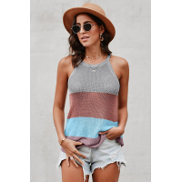 Multicolor Color Block Striped Knit Tank Top