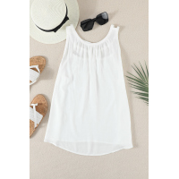 White Hollow-out Tank Top