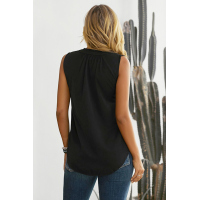 Black Larger Than Life Neck Tie Tank Top