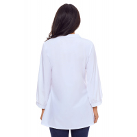 White Lace and Pleated Detail Button Up Blouse