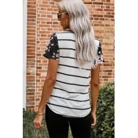 Black Striped T-shirt with Patch Pocket