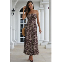 Black Bohemian Bandeau Floral Print Maxi Dress