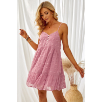 Pink Polka Dot Texture Slip Mini Dress