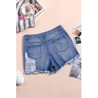 Sky Blue Clubhouse High Rise Distressed Denim Shorts