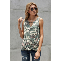 Camo Print Twist Hemline Tank Top