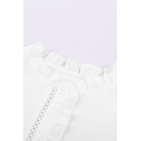 White Frilled Neckline Buttoned French Shirt