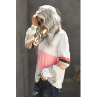 Oversized Colorblock Patchwork Long Sleeve Top