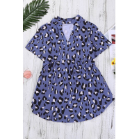 Charcoal Leopard Collared Baby Doll Top