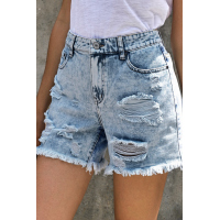 Light Blue Pocket Casual Denim Shorts