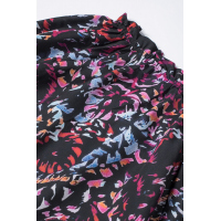 Black Split Neck Printed Blouse