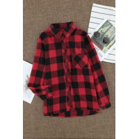 Red Buffalo Plaid Button Pocket Blouse