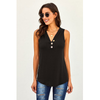 Black Just Say The Word 3 Button Tank Top