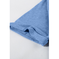 Blue Heathered Round Neck T-shirt