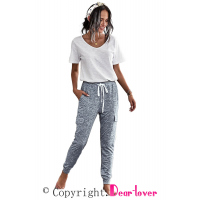 Heathered Gray Pocketed Casual Joggers