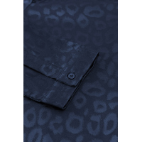 Blue Turn-down Collar Embossed Button Shirt