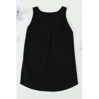 Black V Neck Sleeveless High Low Tank Top