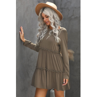 Long Sleeve Ruffled Solid Swing Mini Dress