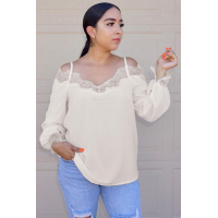 White Trixie Lace Cold Shoulder Blouse