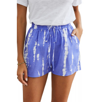 Blue Tie Dye Drawstring Casual Shorts